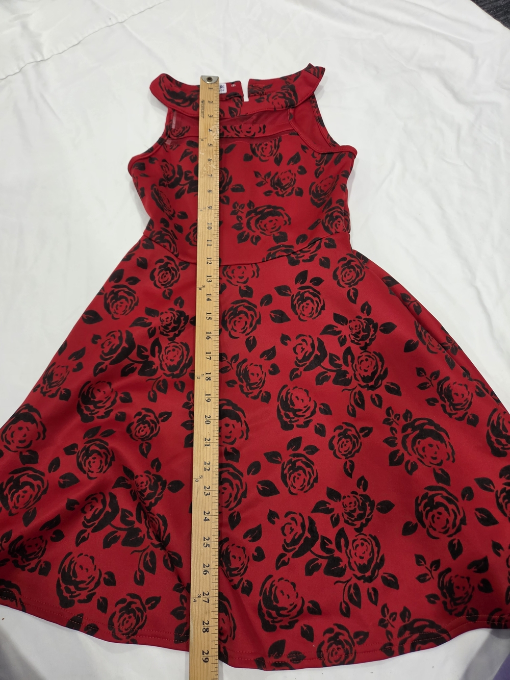 Blueberi Boulevard Red and Black Floral Fit & Flare Dress SIZE 12